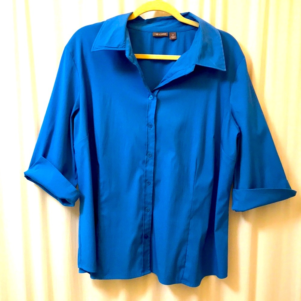 Apt. 9 Blue Button Blouse 1X